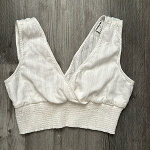 Hurley Striped Smocked Crop Top - White - Small